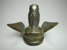 Load image into Gallery viewer, 1920s Art Deco Winged Hood Emblem Radiator Cap Flip Top Owl Topper Boyce Moto-Meter Chevrolet Auto Truck Hot Rod Rat Rod
