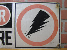 Load image into Gallery viewer, DANGER LIVE WIRE Sign Vintage Industrial Repair Shop Safety Advertising LIGHTNING BOLT 10x24
