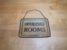 Load image into Gallery viewer, UNFURNISHED ROOMS Antique ROG Advertising Sign WE ADVERTISE IN THE PHILADELPHIA TIMES
