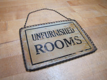 Load image into Gallery viewer, UNFURNISHED ROOMS Antique ROG Advertising Sign WE ADVERTISE IN THE PHILADELPHIA TIMES
