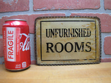 Load image into Gallery viewer, UNFURNISHED ROOMS Antique ROG Advertising Sign WE ADVERTISE IN THE PHILADELPHIA TIMES
