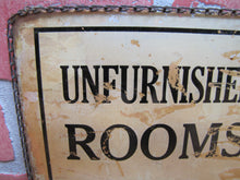 Load image into Gallery viewer, UNFURNISHED ROOMS Antique ROG Advertising Sign WE ADVERTISE IN THE PHILADELPHIA TIMES
