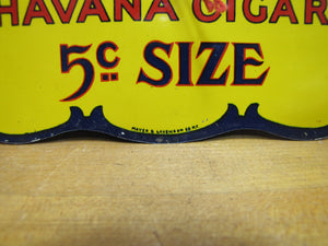 FLOR DE MOSS HAVANA CIGAR Antique Double Sided Tin Sign Mayer & Lavenson Co NY