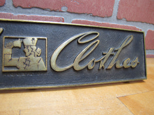 TIMELY CLOTHES Old Store Display Sign BRONZE-CRAFT ADCO NY Counter Register Top