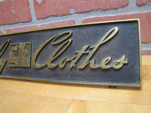 TIMELY CLOTHES Old Store Display Sign BRONZE-CRAFT ADCO NY Counter Register Top