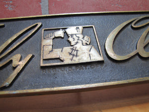 TIMELY CLOTHES Old Store Display Sign BRONZE-CRAFT ADCO NY Counter Register Top