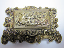Load image into Gallery viewer, Antique 19c Bronze Hippocampus Mystical Beast Winged Cherub Tophat Ornate Decorative Arts Trinket Box
