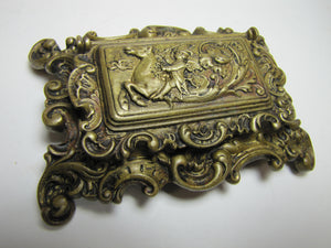 Antique 19c Bronze Hippocampus Mystical Beast Winged Cherub Tophat Ornate Decorative Arts Trinket Box