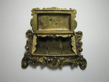 Load image into Gallery viewer, Antique 19c Bronze Hippocampus Mystical Beast Winged Cherub Tophat Ornate Decorative Arts Trinket Box

