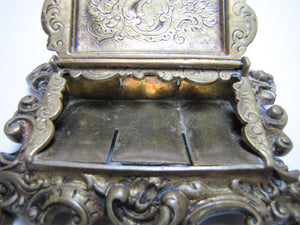 Antique 19c Bronze Hippocampus Mystical Beast Winged Cherub Tophat Ornate Decorative Arts Trinket Box