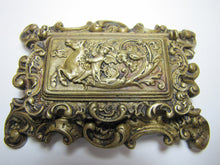 Load image into Gallery viewer, Antique 19c Bronze Hippocampus Mystical Beast Winged Cherub Tophat Ornate Decorative Arts Trinket Box
