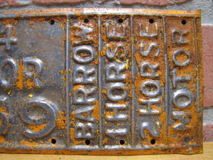 1924 VENDOR 1559 BARROW 1 2 HORSE MOTOR LICENSE PLATE SIGN ADVERTISING