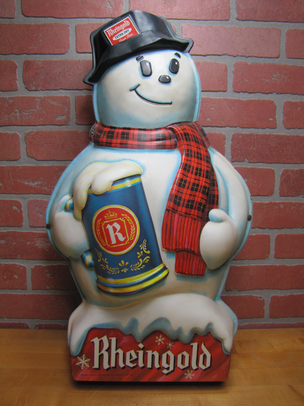 RHEINGOLD BREWERIES NEW YORK NY ORANGE NJ SNOWMAN 1940s Bar Pub Tavern Liquor Store Advertising Beer Sign 5-48