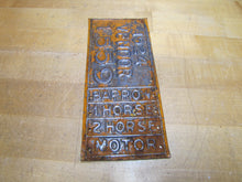 Load image into Gallery viewer, 1924 VENDOR 1559 BARROW 1 2 HORSE MOTOR LICENSE PLATE SIGN ADVERTISING
