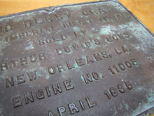 Load image into Gallery viewer, TUG HENRY GRAY ATLAS IMPERIAL DIESEL ENGINES SOLD BY ARTHUR DUVIC&#39;S SONS NEW ORLEANS LA ENGINE NO 11005 1935 Old Bronze Builders Dealers Boat Plaque Sign Plate
