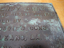 Load image into Gallery viewer, TUG HENRY GRAY ATLAS IMPERIAL DIESEL ENGINES SOLD BY ARTHUR DUVIC&#39;S SONS NEW ORLEANS LA ENGINE NO 11005 1935 Old Bronze Builders Dealers Boat Plaque Sign Plate

