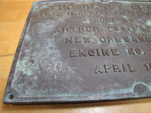 Load image into Gallery viewer, TUG HENRY GRAY ATLAS IMPERIAL DIESEL ENGINES SOLD BY ARTHUR DUVIC&#39;S SONS NEW ORLEANS LA ENGINE NO 11005 1935 Old Bronze Builders Dealers Boat Plaque Sign Plate
