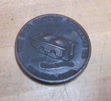 Load image into Gallery viewer, WINE RY APPLIANCE CO TOLEDO OHIO HOPPER GONDOLA DOOR LOCKS BRGS Old Bronze Ad Paperweight Medallion
