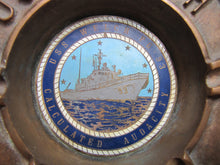 Load image into Gallery viewer, USS WELCH PG-93 UNITED STATES NAVY GUNBOAT Old Brass Ashtray Tray USN Calculated Audacity
