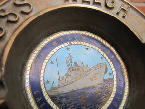 USS WELCH PG-93 UNITED STATES NAVY GUNBOAT Old Brass Ashtray Tray USN Calculated Audacity
