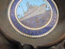 Load image into Gallery viewer, USS WELCH PG-93 UNITED STATES NAVY GUNBOAT Old Brass Ashtray Tray USN Calculated Audacity
