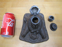 Load image into Gallery viewer, Chubby Gentleman Sitting Carving Turkey Dinner Feast Antique Cast Iron Figural Inkwell
