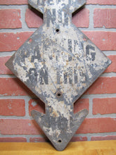 Load image into Gallery viewer, POLICE DEPT NO PARKING ON THIS SIDE ARROW Sign Original Old Steel Street Road Ad

