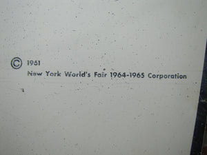 1964 1965 NEW YORK WORLDS FAIR UNISPHERE DIRECTIONAL ARROW NYWF Street Road Sidewalk Transporation Sign