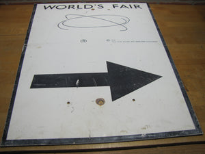 1964 1965 NEW YORK WORLDS FAIR UNISPHERE DIRECTIONAL ARROW NYWF Street Road Sidewalk Transporation Sign