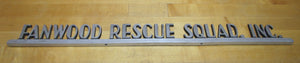 FANWOOD RESQUE SQUAD INC Old Aluminum Metal Advertising Sign Plaque Ambulance Firetruck