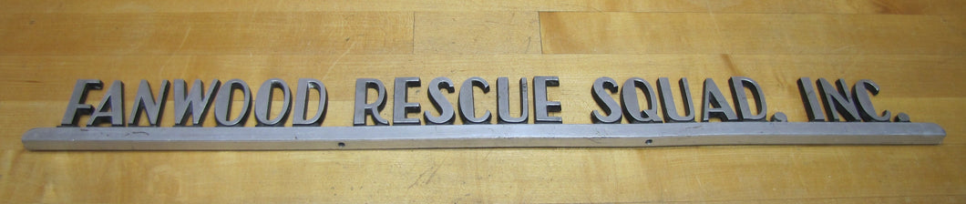FANWOOD RESQUE SQUAD INC Old Aluminum Metal Advertising Sign Plaque Ambulance Firetruck
