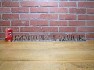 FANWOOD RESQUE SQUAD INC Old Aluminum Metal Advertising Sign Plaque Ambulance Firetruck