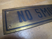 Load image into Gallery viewer, NO SMOKING Sign Old Brass &amp; Black Impressed Lettering Store Display Gas Station Repair Shop Industrial Safety Advertising
