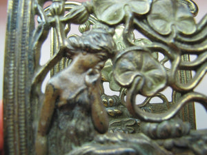 Art Nouveau Maiden Lillies Decorative Arts Antique Letter Holder Rack Desk Art