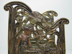 Art Nouveau Maiden Lillies Decorative Arts Antique Letter Holder Rack Desk Art