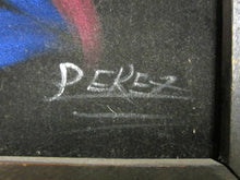 Load image into Gallery viewer, CREEPY CLOWN Art Painting on Velvet Felt Flourescent Artwork signed PEREZ
