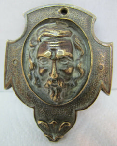 Exquisite Antique Bronze Wrought Iron Figural Key Hole Unusual Design Mans Face