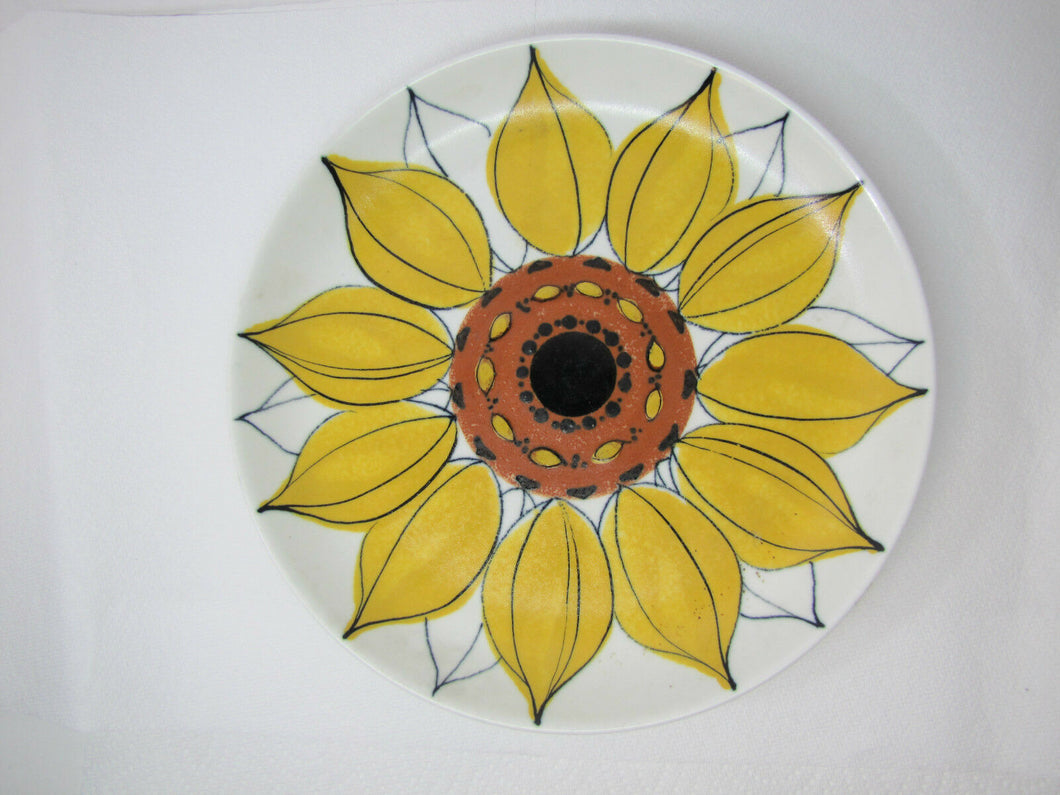 Vtg md ARABIA FINLAND HLA Sunflower plate dish sun rose handpainted signed HLA