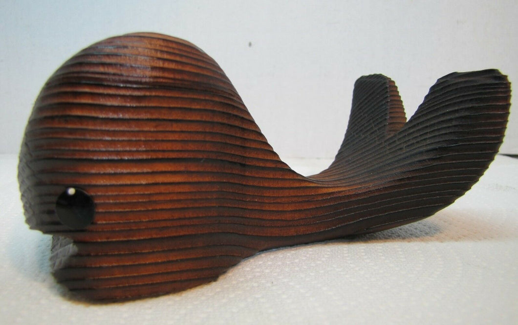 Mid Century Modern Hand Crafted Wooden Whale Witco Tiki ornate detailing McM