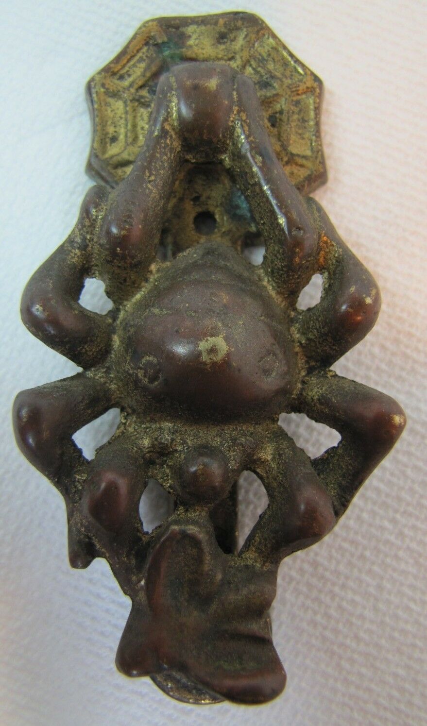 SPIDER CATCHING FLY WEB Antique Bronze Figural Interior Hardware Door Knocker
