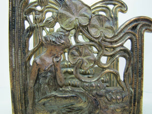 Art Nouveau Maiden Lillies Decorative Arts Antique Letter Holder Rack Desk Art