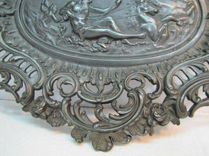 Neptune Cherub Horses Waves Old High Relief Wall Plaque Charger Ornate Artwork