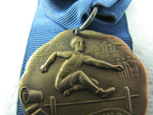 Load image into Gallery viewer, PLAINFIELD YMCA Antique Track Hurdle Sports Award Medallion Ribbon
