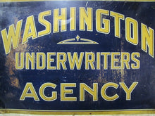 Load image into Gallery viewer, WASHINGTON UNDERWRITERS AGENCY Old Sign Insurance Co Ad Metallograph Corp NY

