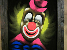 Load image into Gallery viewer, CREEPY CLOWN Art Painting on Velvet Felt Flourescent Artwork signed PEREZ
