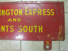 Load image into Gallery viewer, Old WASHINGTON EXPRESS and POINTS SOUTH RailRoad Station Train Sign 2x side RR
