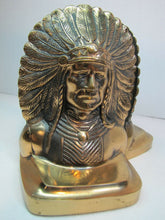 Load image into Gallery viewer, Antique NATIVE AMERICAN INDIAN CHIEF Ornate Brass Bookends WD ALLEN CHICAGO USA
