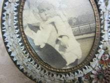 Load image into Gallery viewer, Antique Micro Mosaic Oval Double Picture Frame Ornate Flowers Petals Baby Pics
