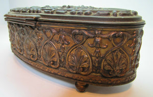 Antique Jenning Brothers Victorian Era Trinket Casket Dresser Top Box *ornate