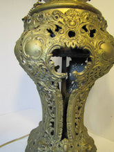 Load image into Gallery viewer, Antique VICTORIAN 1800&#39;s Figural &amp; Decorated Oil LAMP - ornate design throughout
